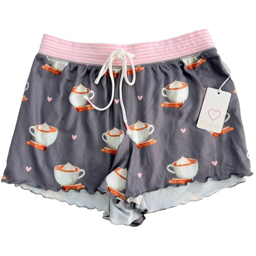 New P.J. Salvage California Hot Chocolate Print Super Soft Lounge Shorts S NWT